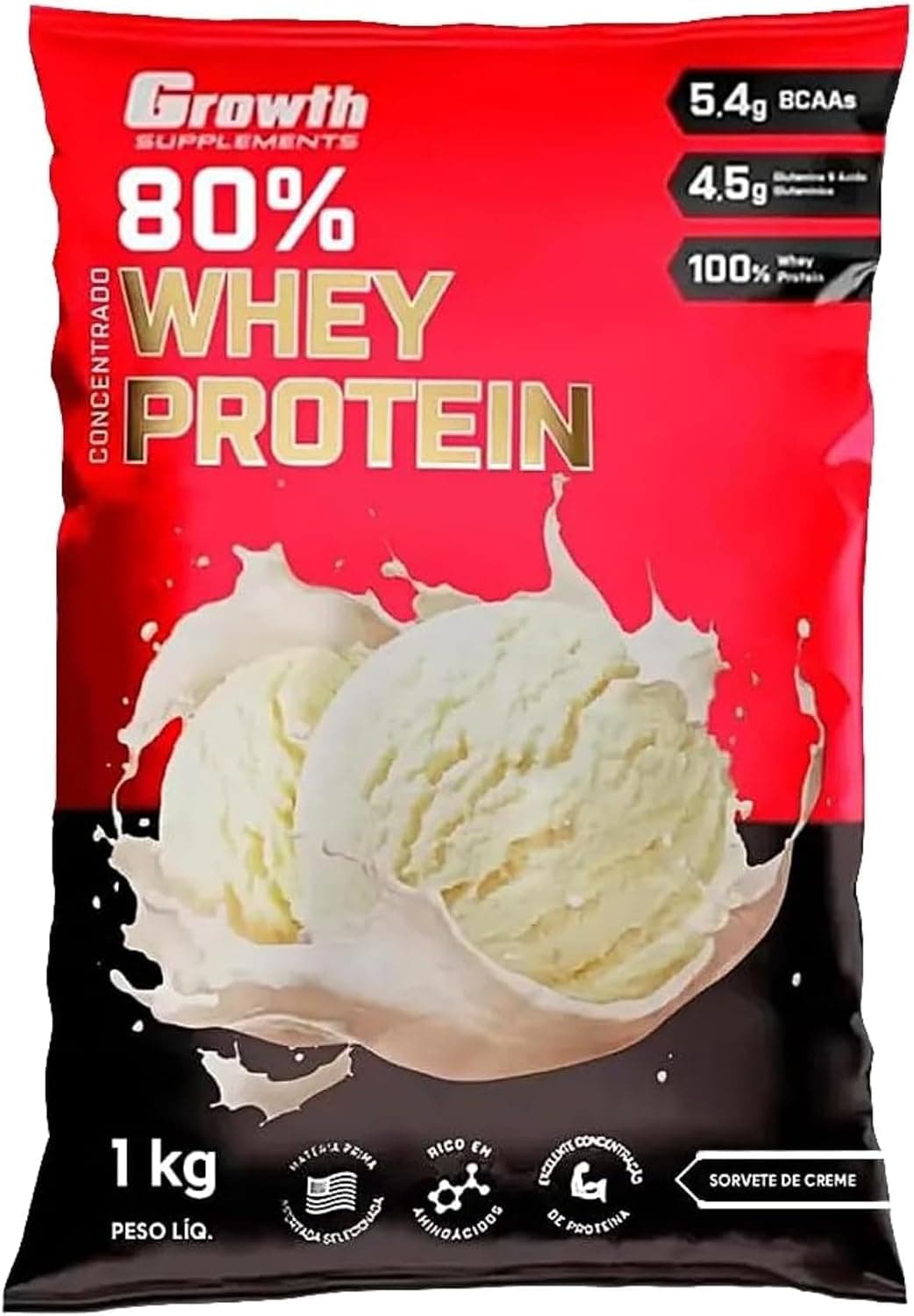 Growth Supplements — Whey Protein Concentrado 80% (1kg)